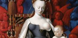 Jean Fouquet, Madonna del latte in trono con il Bambino, dettaglio, 1450 - 1455