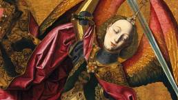 Bartolomé Bermejo, San Michele trionfa sul demonio, dettaglio di San Michele, 1498