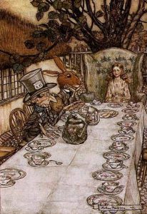 Arthur Rackam, Alice at the Mad Hatter’s Tea Party, 1907