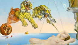 Salvador Dalí, Sogno causato dal volo di un'ape intorno a una melagrana un attimo prima del risveglio, dettaglio, 1944