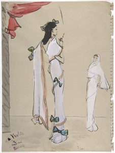 Christian Bérard, Disegno per un abito da sera bianco, 1900