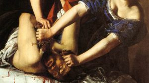 Artemisia Gentileschi, Giuditta che decapita Oloferne, dettaglio, 1612-1613