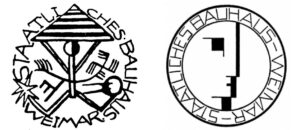A sinistra il logo della Bauhaus del 1919 e a destra quello rivisitato del 1922.