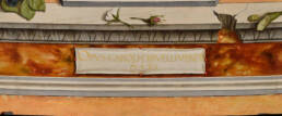 Carlo Crivelli, Trittico di san Domenico, 1482, dettaglio della firma