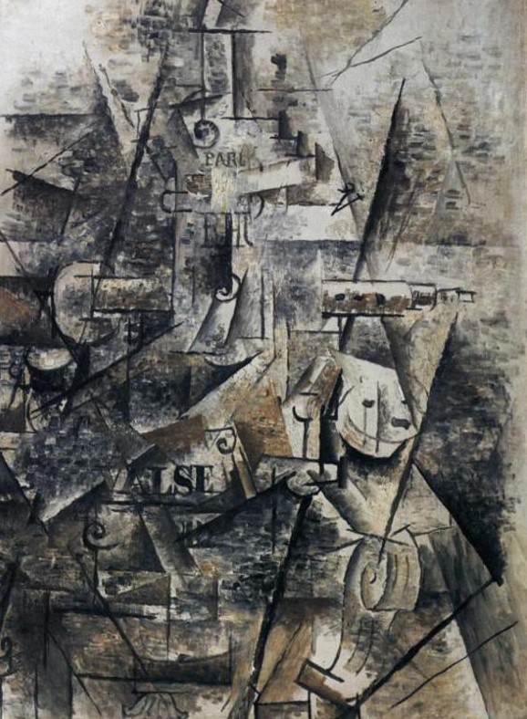 Georges Braque, Clarinetto e bottiglia di rum, 1911