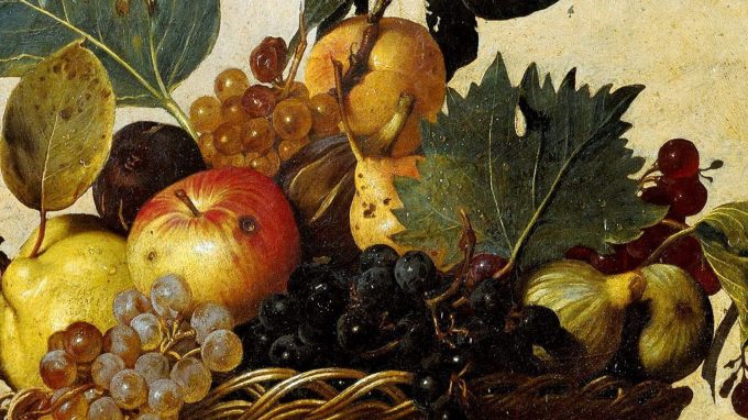 Caravaggio, Canestra di frutta, dettaglio, 1594-1598