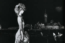 Alberto Martini, Ritratto di Luisa Casati, 1906, dettaglio, litografia
