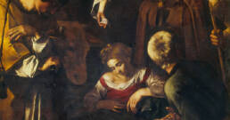 Caravaggio, Natività con i santi Lorenzo e Francesco d’Assisi, dettaglio, 1600 circa