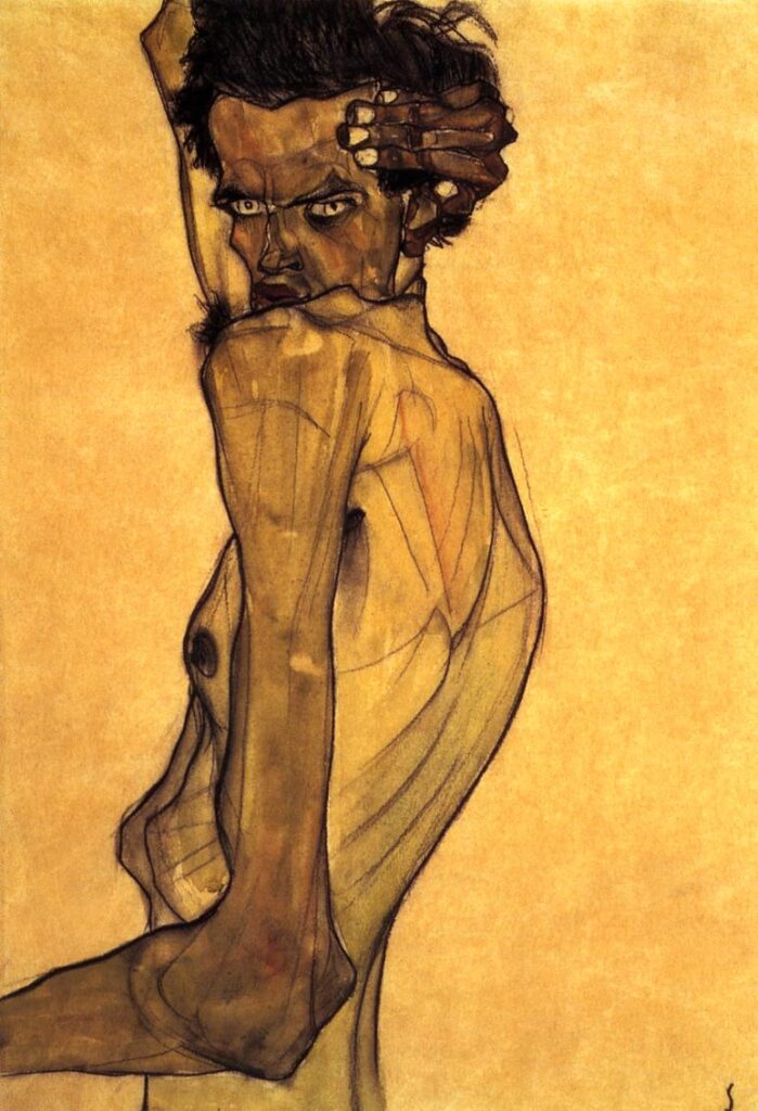 Egon Schiele, Autoritratto con braccio attorno alla testa, 1910