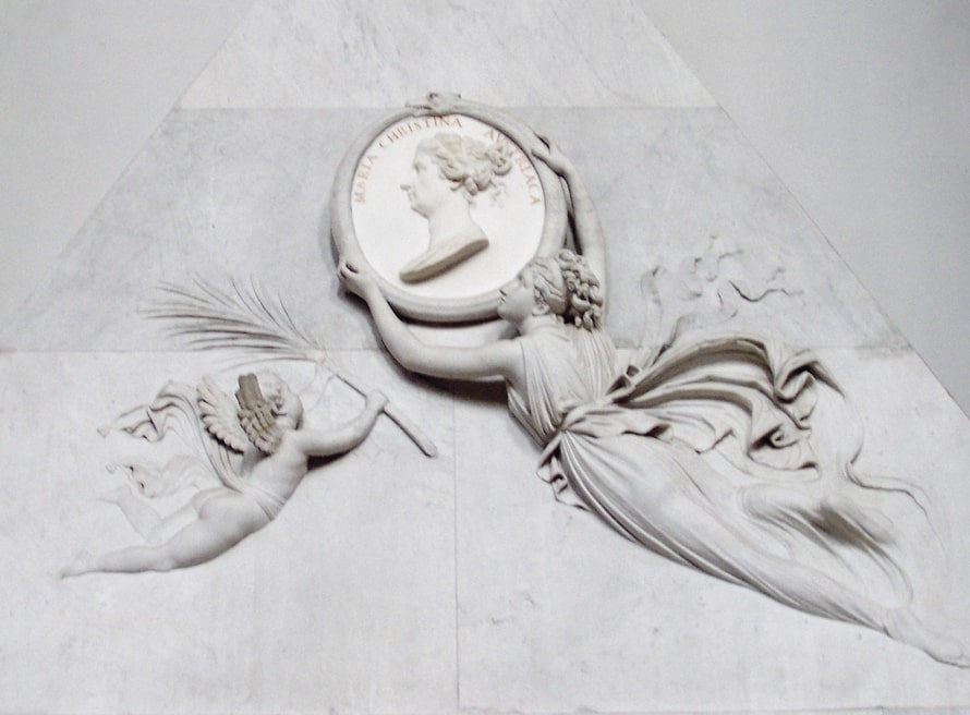 Antonio Canova, Monumento funebre a Maria Cristina d'Austria, dettaglio del ritratto con uroboro, 1798-1805