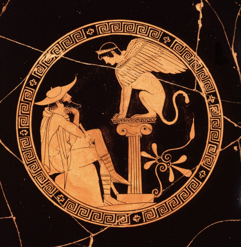 Edipo e la Singe, Ceramica dipinta a figure rosse, 470 a.C. circa