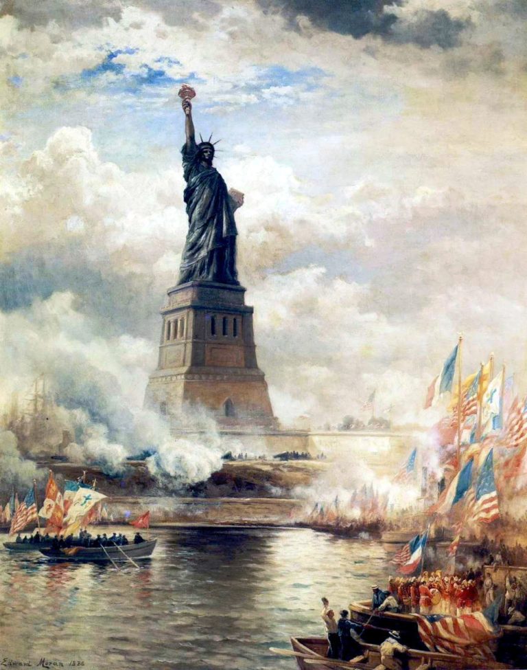 Edward Moran, Inaugurazione della Statua della Libertà che illumina il mondo, 1886