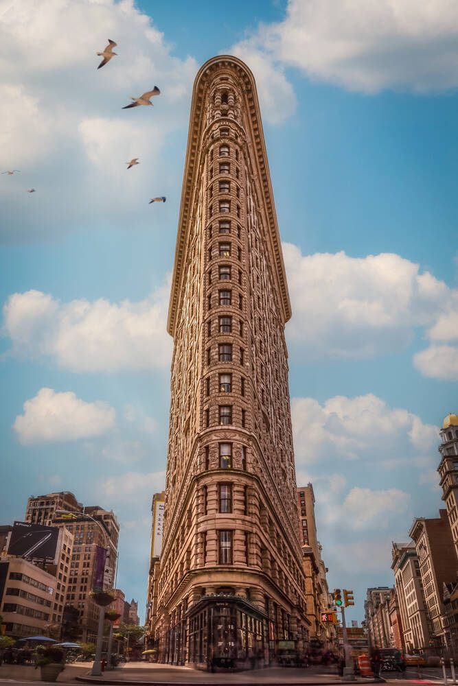 Veduta del Flatiron Building, Flatiron District di Manhattan, New York City